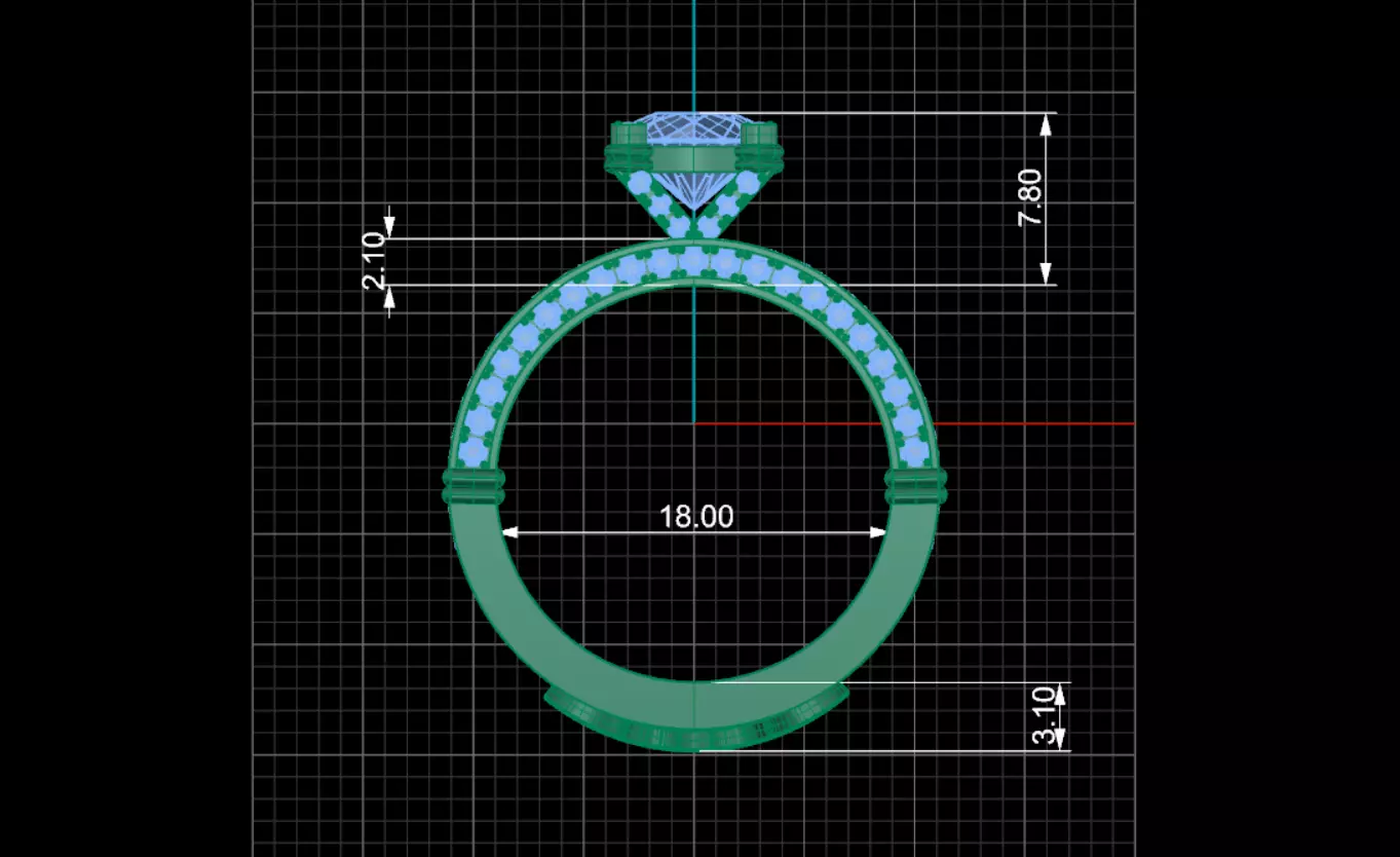 Two-piece ring with a diamond 3D print model_8