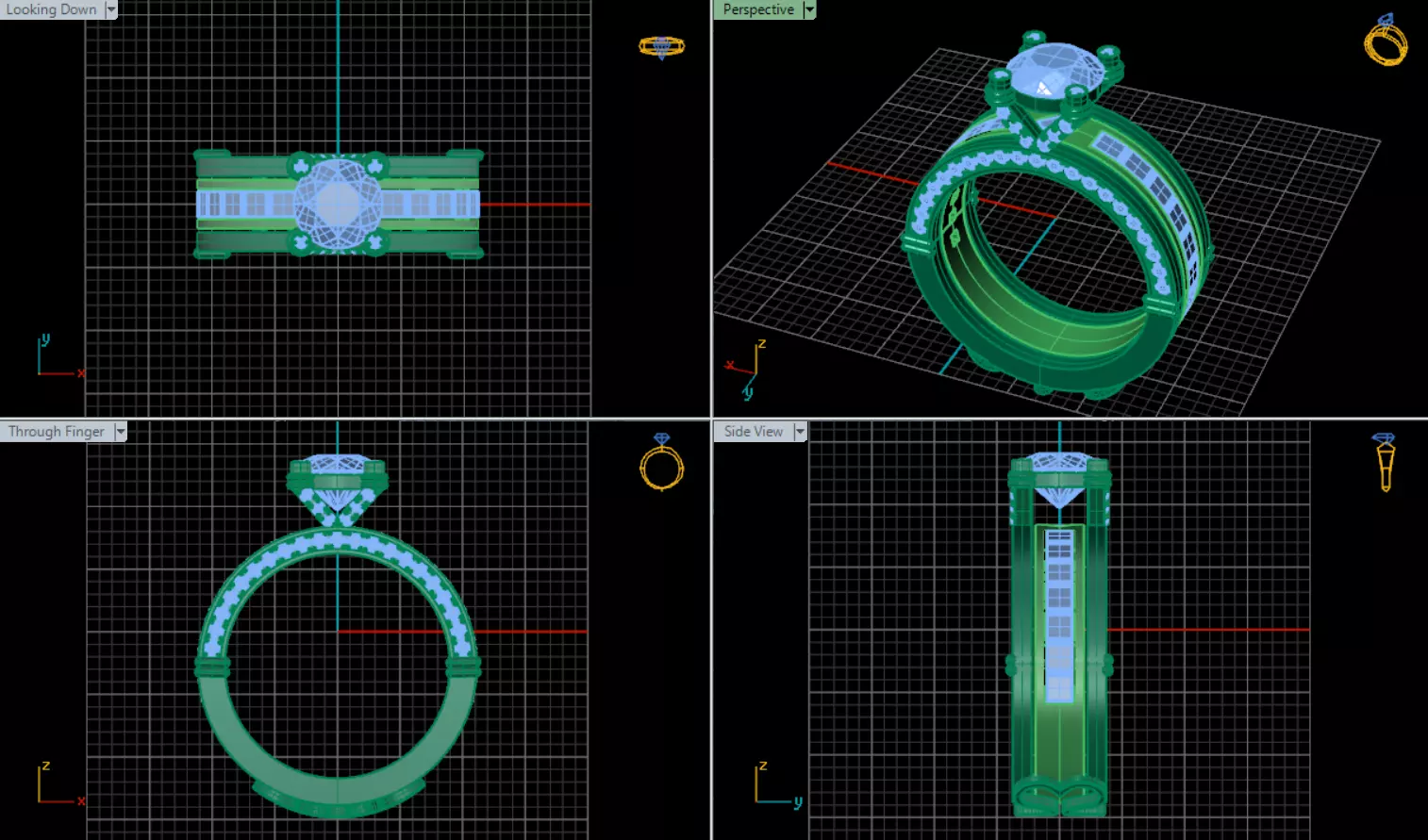 Two-piece ring with a diamond 3D print model_7