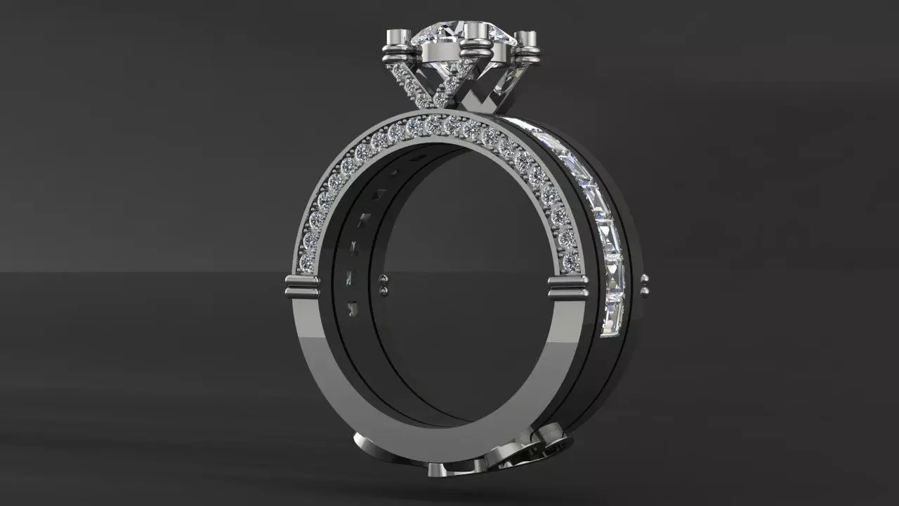 Two-piece ring with a diamond 3D print model_4