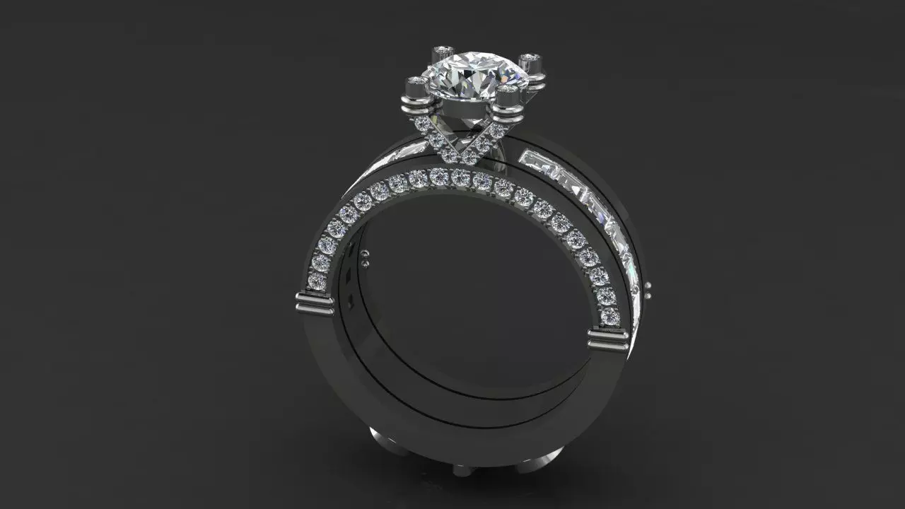 Two-piece ring with a diamond 3D print model_0