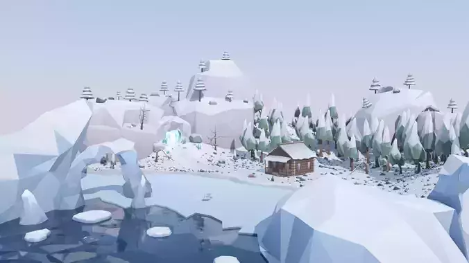 Low Poly Winter Environment Pack Low-poly 3D model