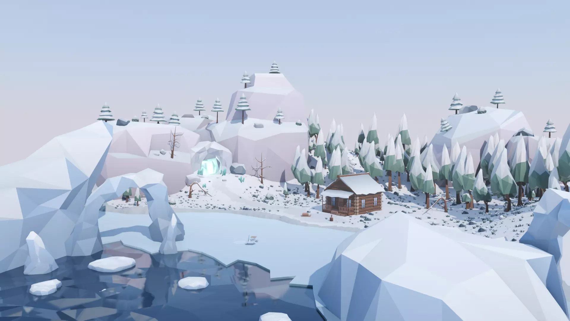 Low Poly Winter Environment Pack Low-poly 3D model_0