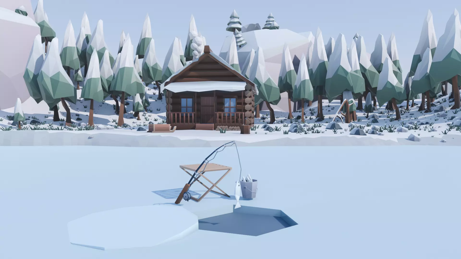 Low Poly Winter Environment Pack Low-poly 3D model_1