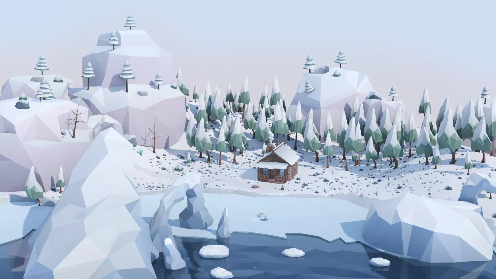 Low Poly Winter Environment Pack Low-poly 3D model_4