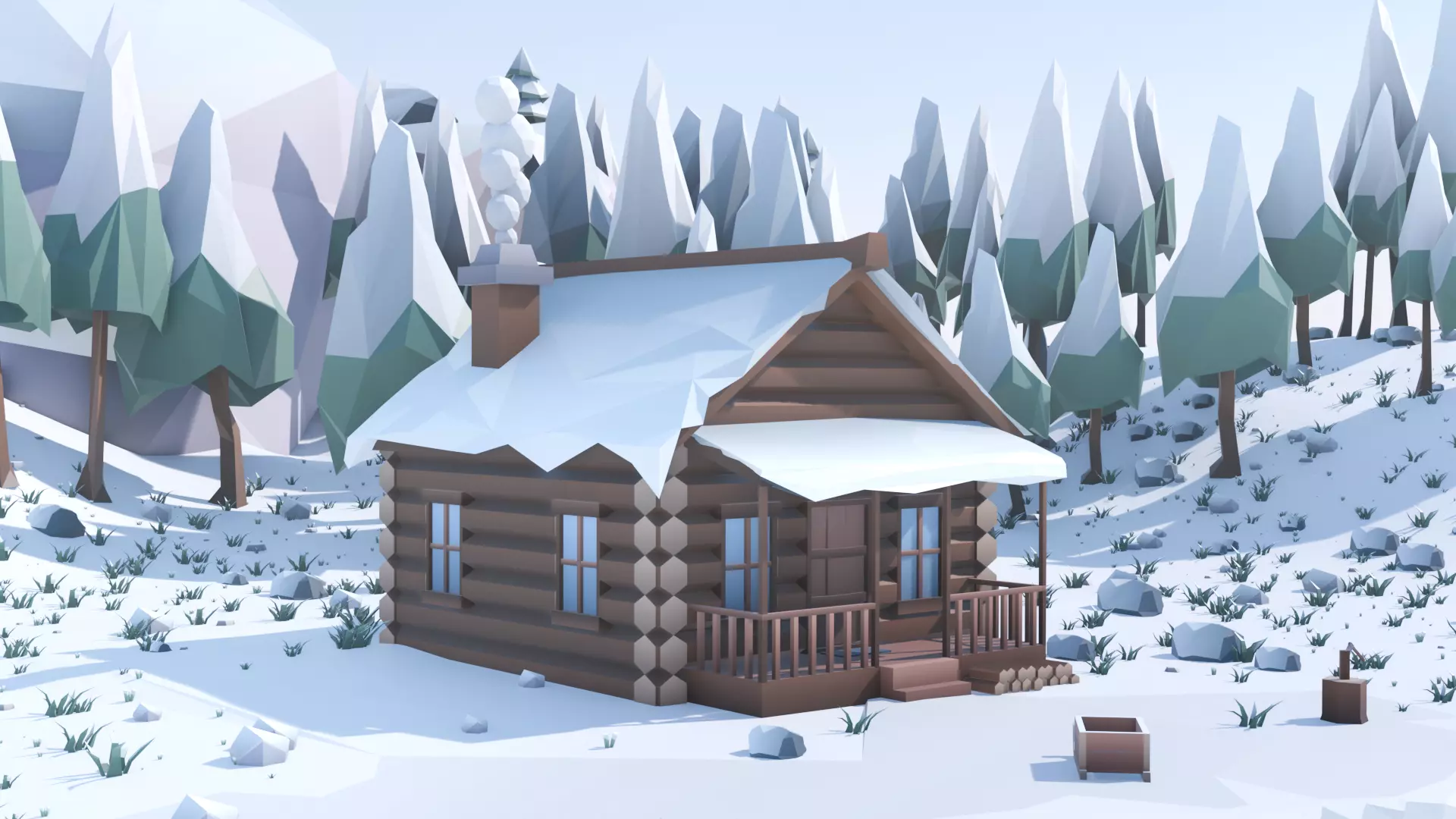 Low Poly Winter Environment Pack Low-poly 3D model_3