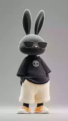 Cool Rabbit Character 3D Cartoon Bunny Sunglasses Streetwear