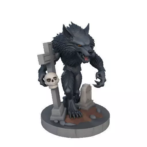 2283 Werewolf Howling with Skull 3D Model magic 3D print model_9