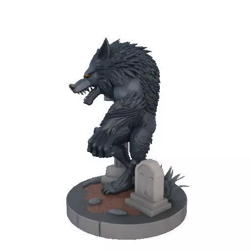 2283 Werewolf Howling with Skull 3D Model magic 3D print model_30