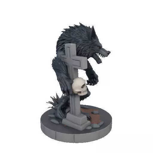 2283 Werewolf Howling with Skull 3D Model magic 3D print model_14