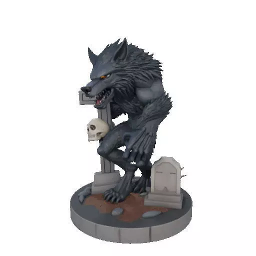 2283 Werewolf Howling with Skull 3D Model magic 3D print model_33