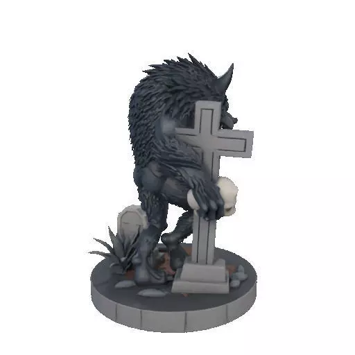 2283 Werewolf Howling with Skull 3D Model magic 3D print model_17