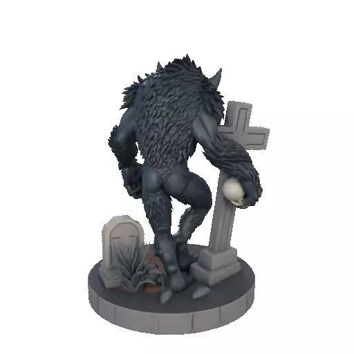 2283 Werewolf Howling with Skull 3D Model magic 3D print model_21