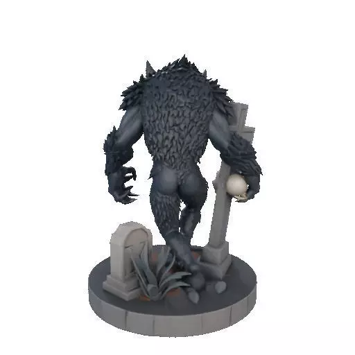 2283 Werewolf Howling with Skull 3D Model magic 3D print model_23