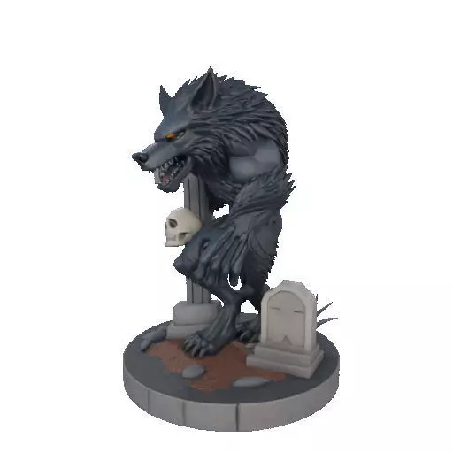 2283 Werewolf Howling with Skull 3D Model magic 3D print model_32