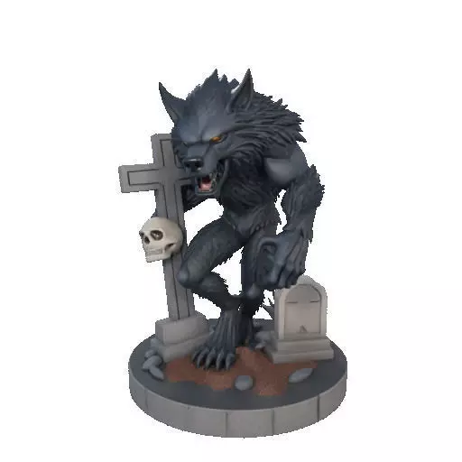 2283 Werewolf Howling with Skull 3D Model magic 3D print model_35