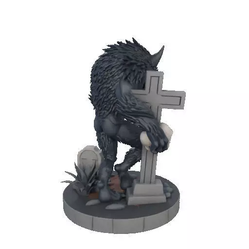2283 Werewolf Howling with Skull 3D Model magic 3D print model_18