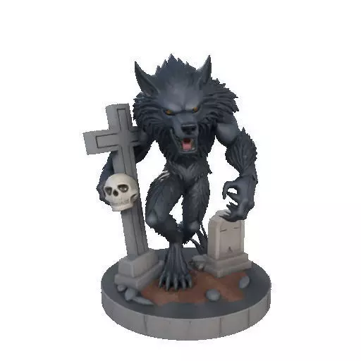 2283 Werewolf Howling with Skull 3D Model magic 3D print model_7
