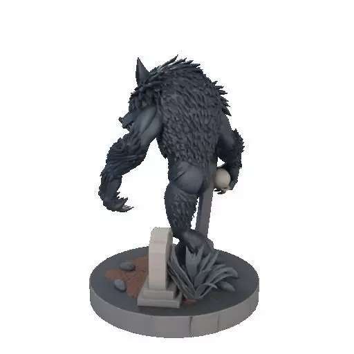 2283 Werewolf Howling with Skull 3D Model magic 3D print model_26