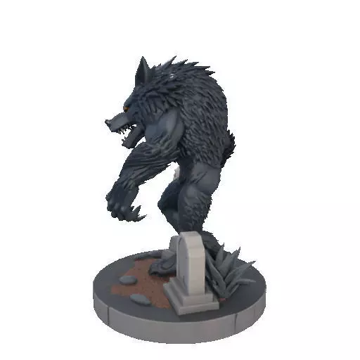 2283 Werewolf Howling with Skull 3D Model magic 3D print model_28