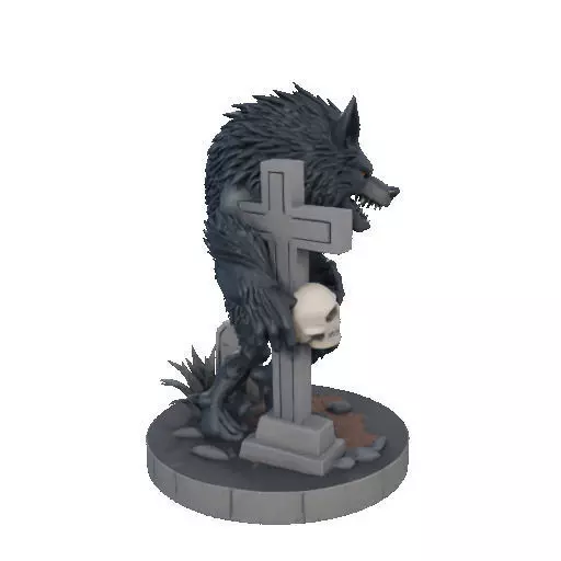 2283 Werewolf Howling with Skull 3D Model magic 3D print model_15