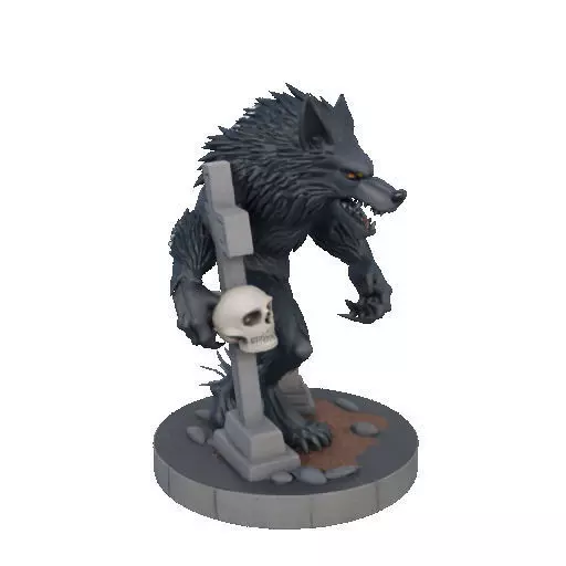 2283 Werewolf Howling with Skull 3D Model magic 3D print model_12