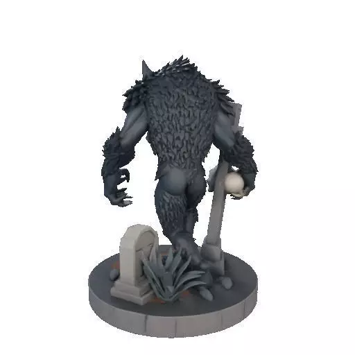 2283 Werewolf Howling with Skull 3D Model magic 3D print model_24