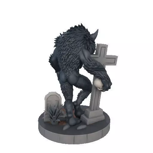 2283 Werewolf Howling with Skull 3D Model magic 3D print model_20