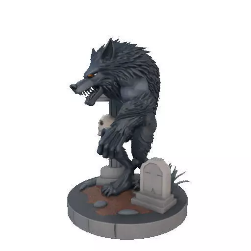 2283 Werewolf Howling with Skull 3D Model magic 3D print model_31