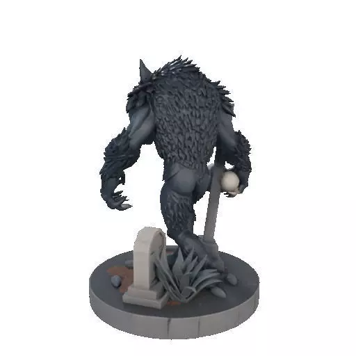 2283 Werewolf Howling with Skull 3D Model magic 3D print model_25