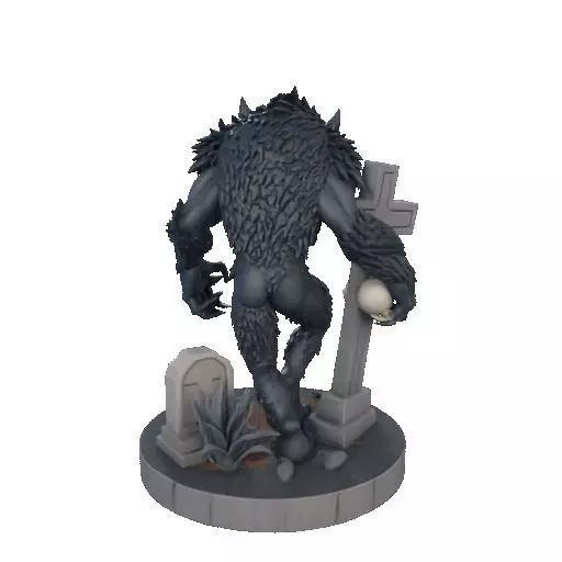 2283 Werewolf Howling with Skull 3D Model magic 3D print model_22
