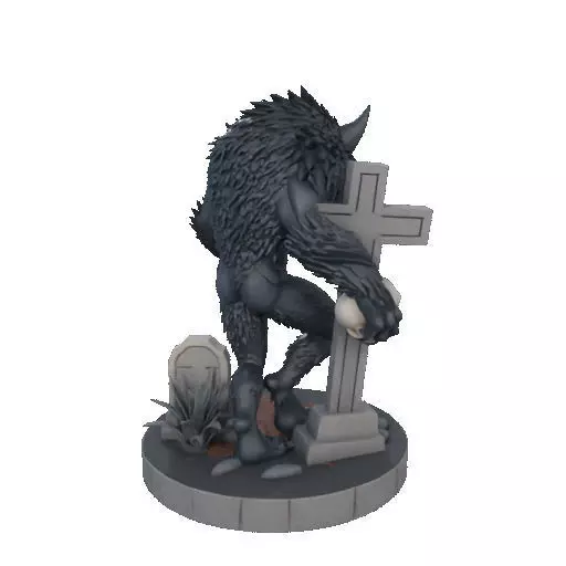 2283 Werewolf Howling with Skull 3D Model magic 3D print model_19