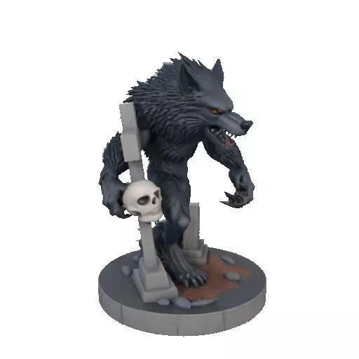 2283 Werewolf Howling with Skull 3D Model magic 3D print model_11