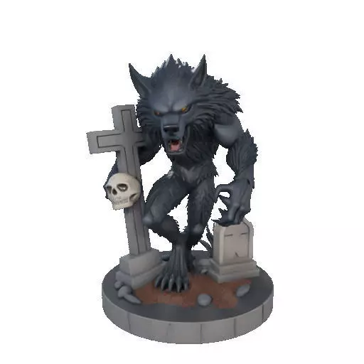 2283 Werewolf Howling with Skull 3D Model magic 3D print model_6