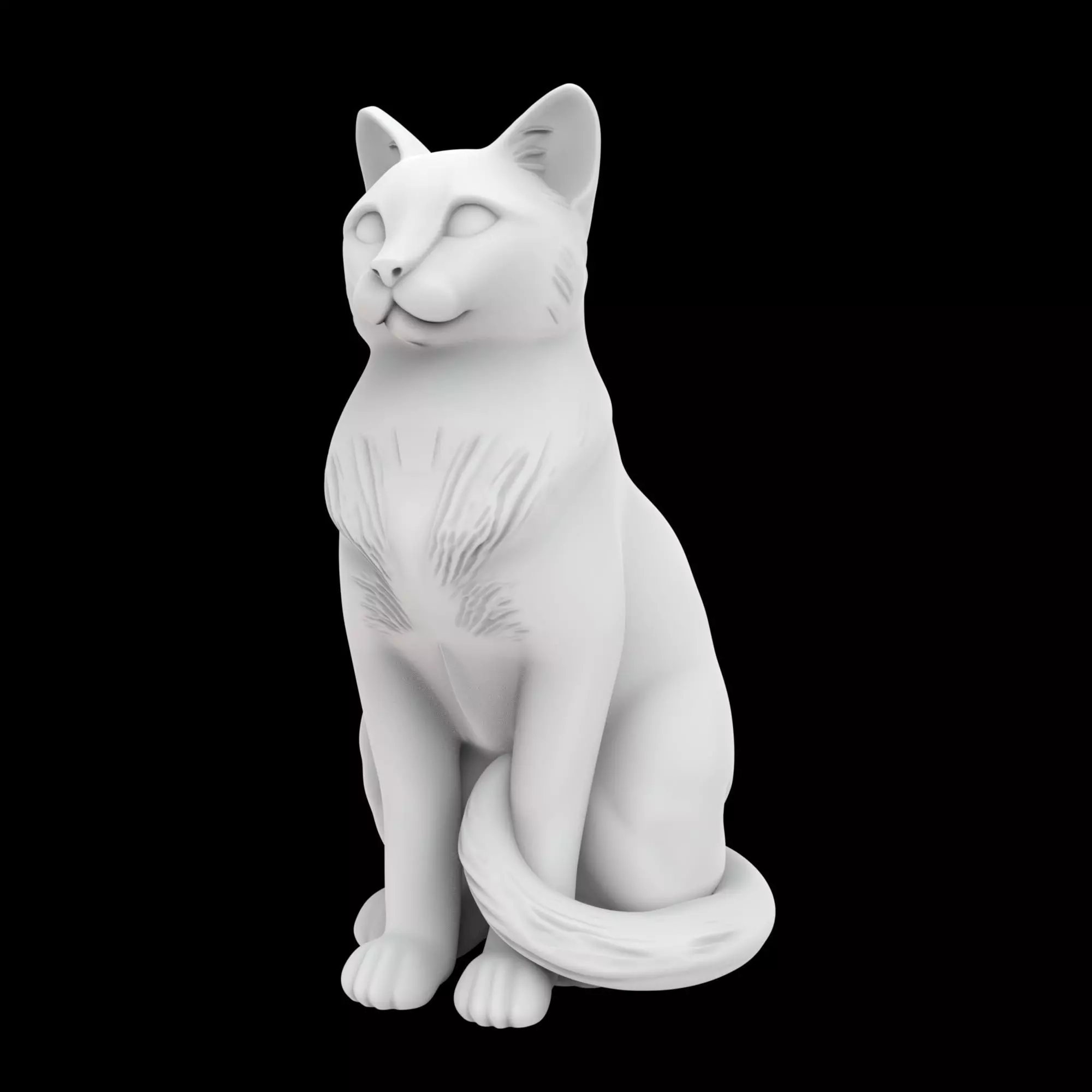 Sitting Cat Statue Dual View 3D print model_2