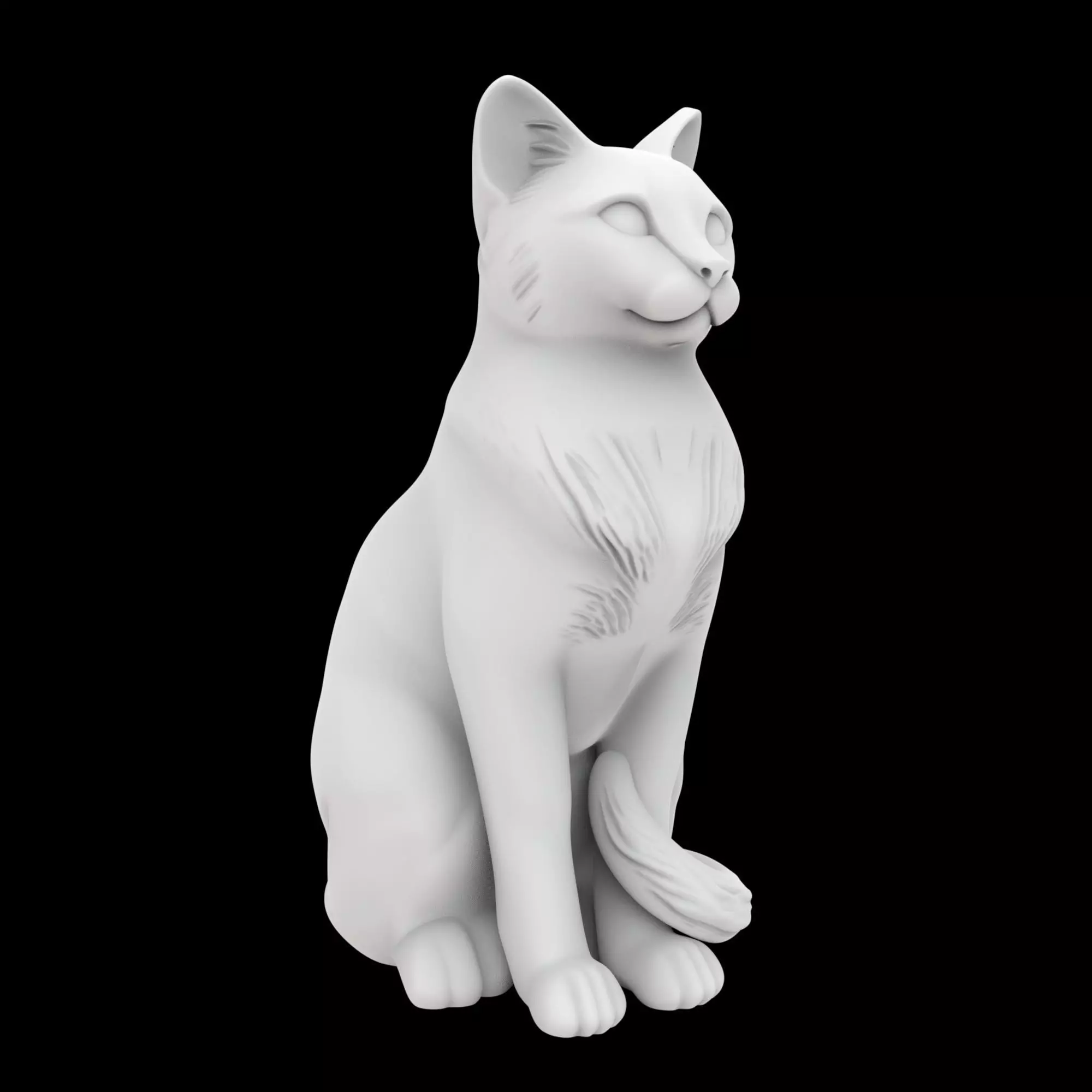 Sitting Cat Statue Dual View 3D print model_1