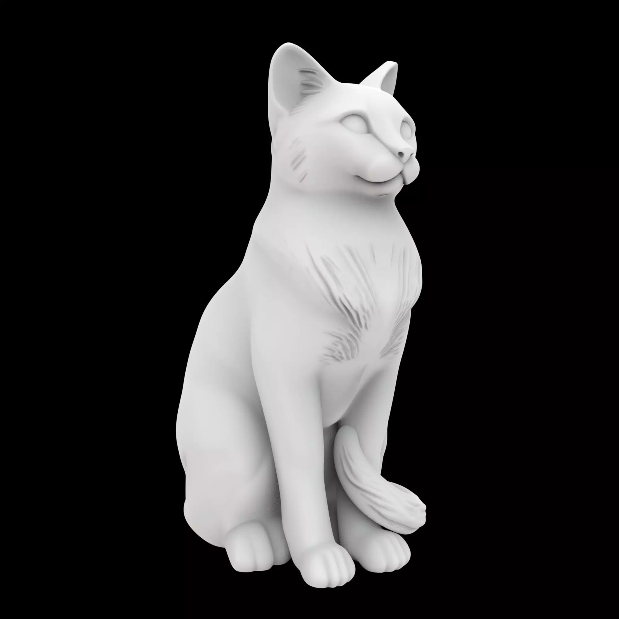 Sitting Cat Statue Dual View 3D print model_7