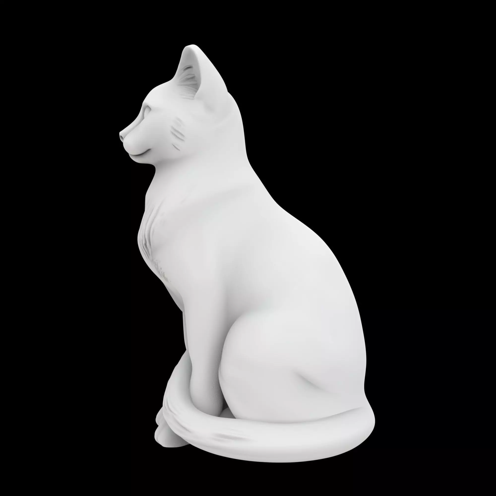 Sitting Cat Statue Dual View 3D print model_3