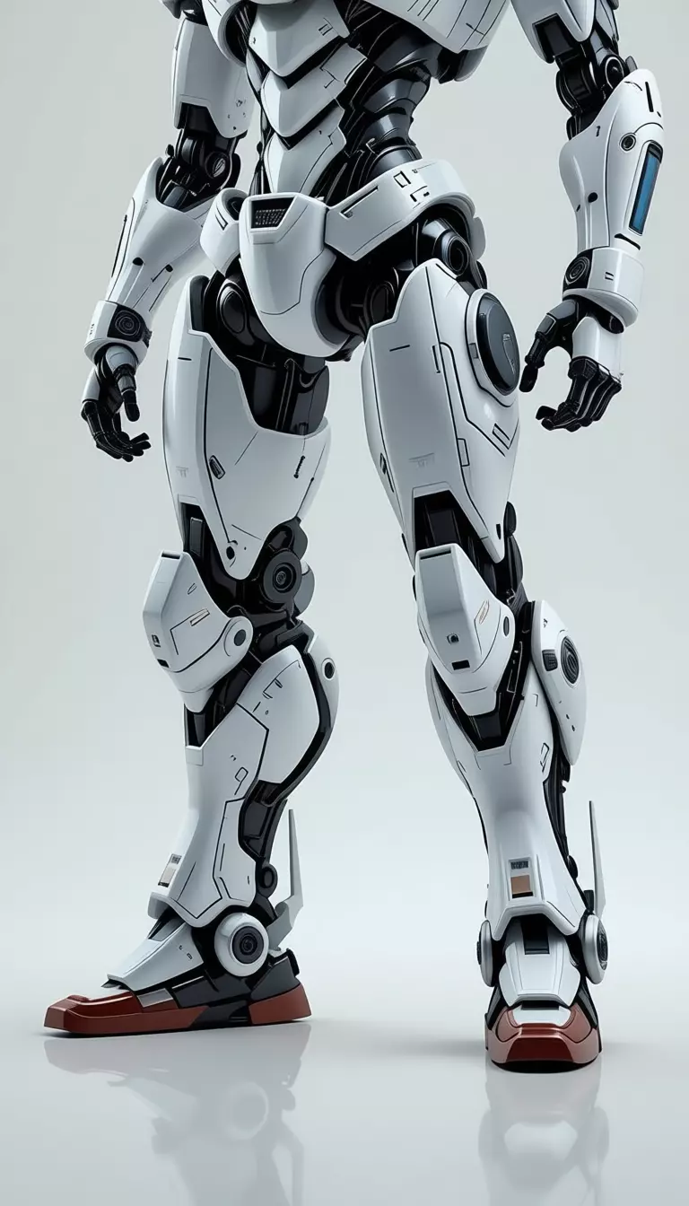 White Mecha Robot 3D Futuristic Battle Suit Blue Eyes Low-poly 3D model_5