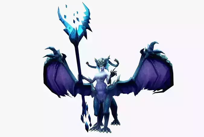 Dragon Sorceress Model Fantasy Character with Wings and Staff