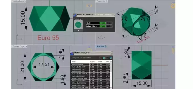 stl 3dm Ring Brilliant Geometry in Yellow Gold gr0144