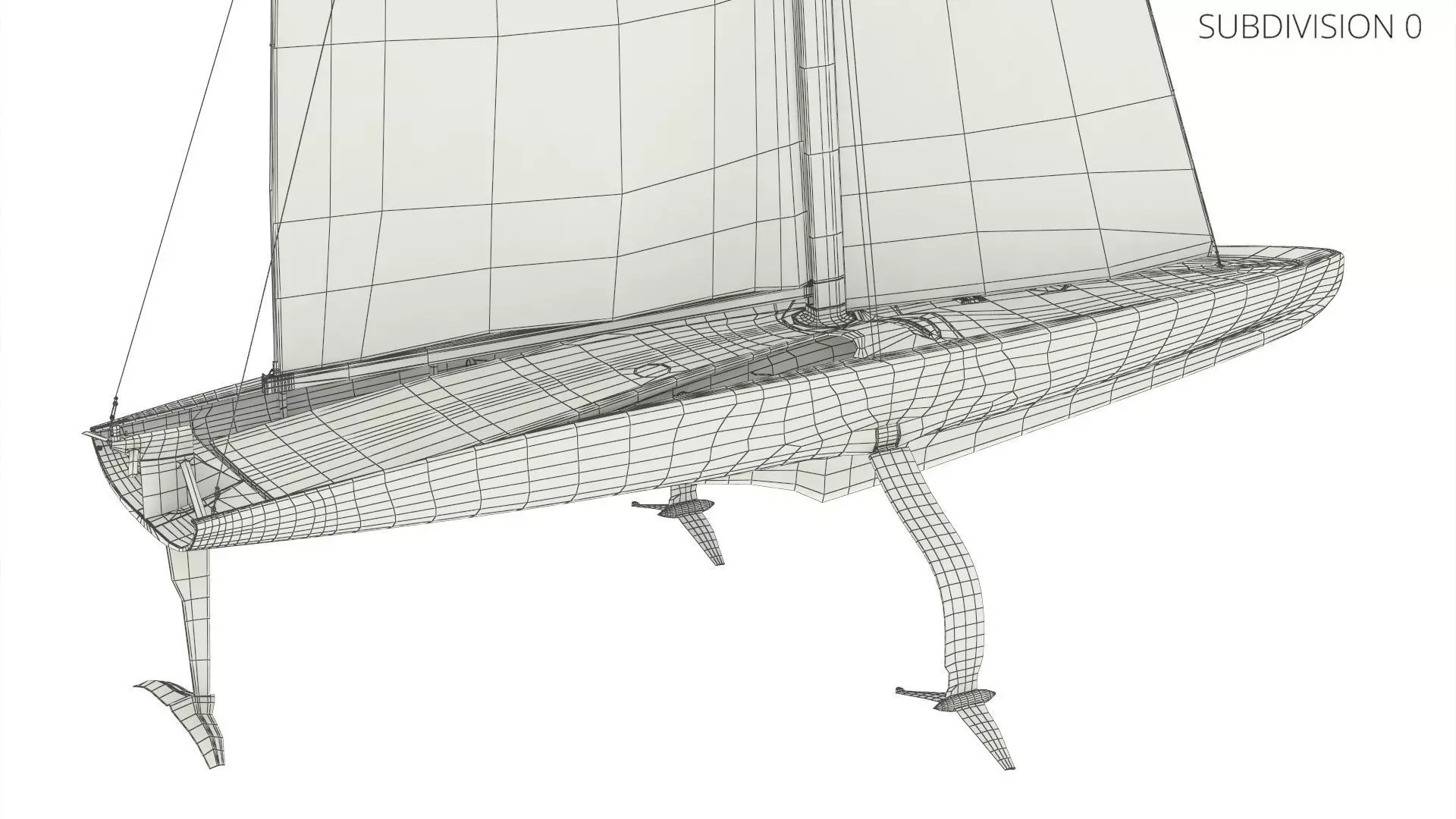 AC75 Hydrofoil Sailboat Airbus Edition 3D model_8