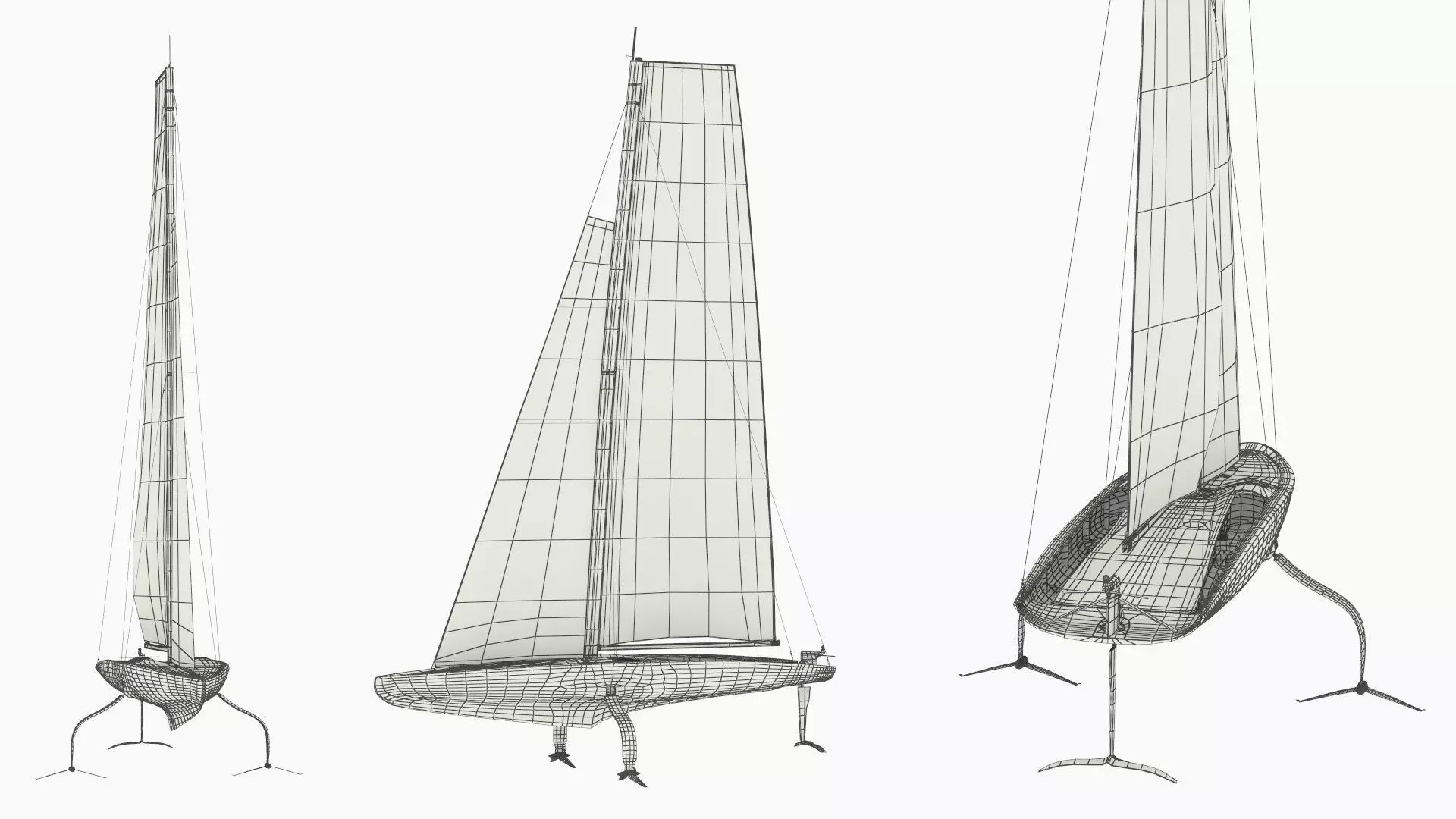 AC75 Hydrofoil Sailboat Airbus Edition 3D model_10