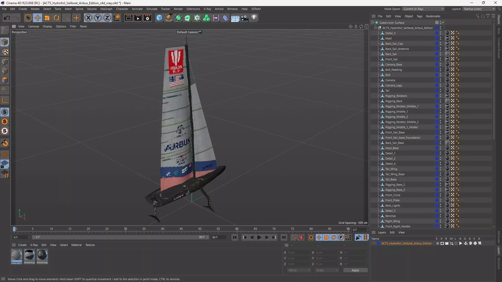 AC75 Hydrofoil Sailboat Airbus Edition 3D model_16