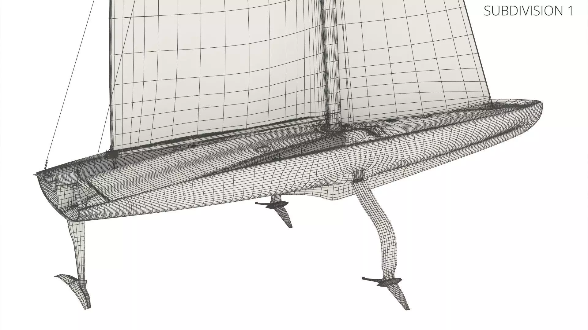 AC75 Hydrofoil Sailboat Airbus Edition 3D model_9