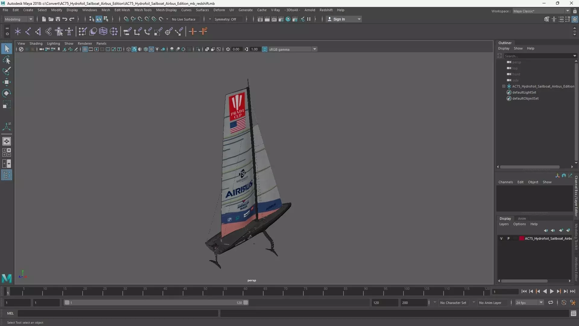 AC75 Hydrofoil Sailboat Airbus Edition 3D model_15