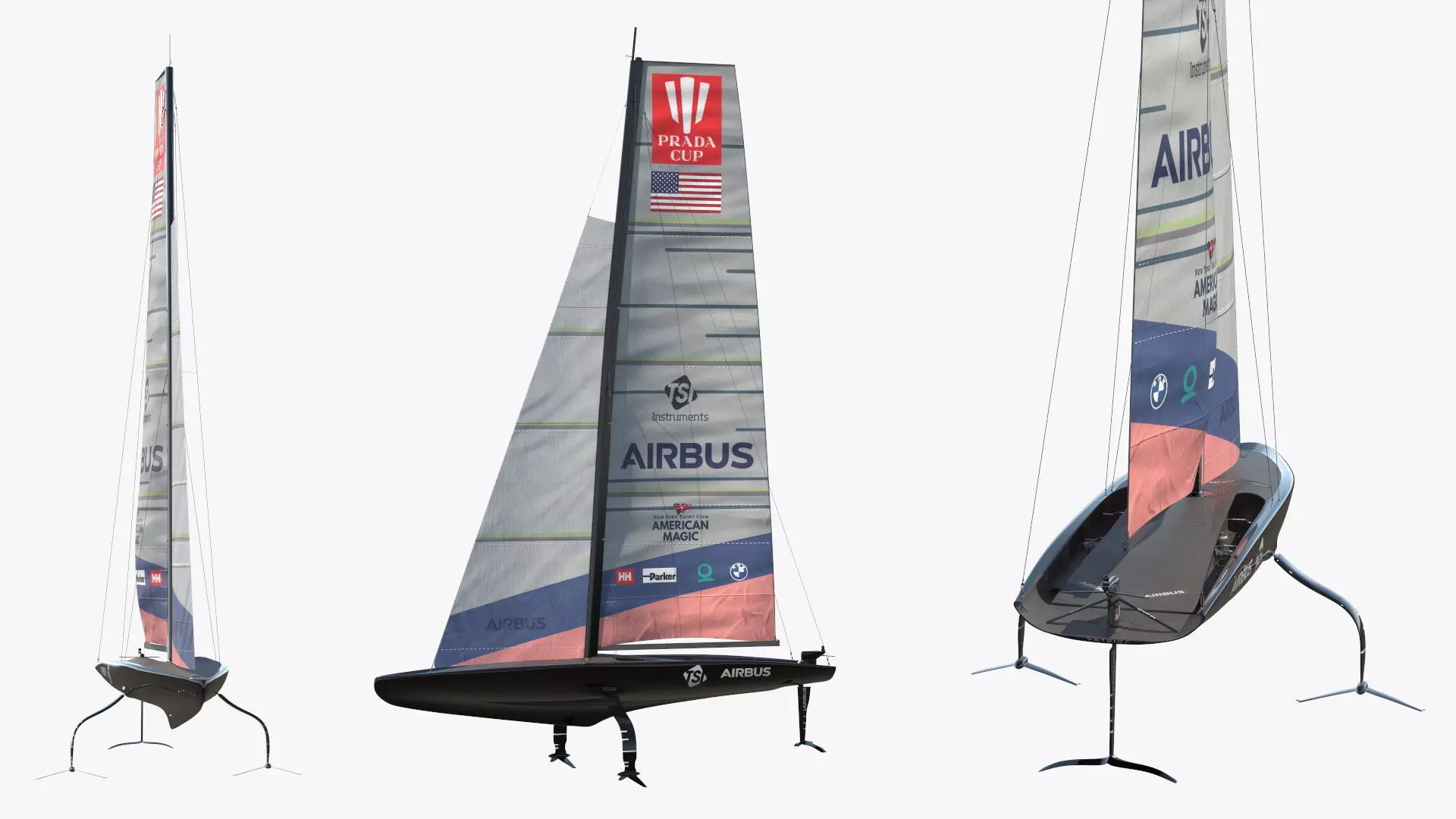 AC75 Hydrofoil Sailboat Airbus Edition 3D model_2