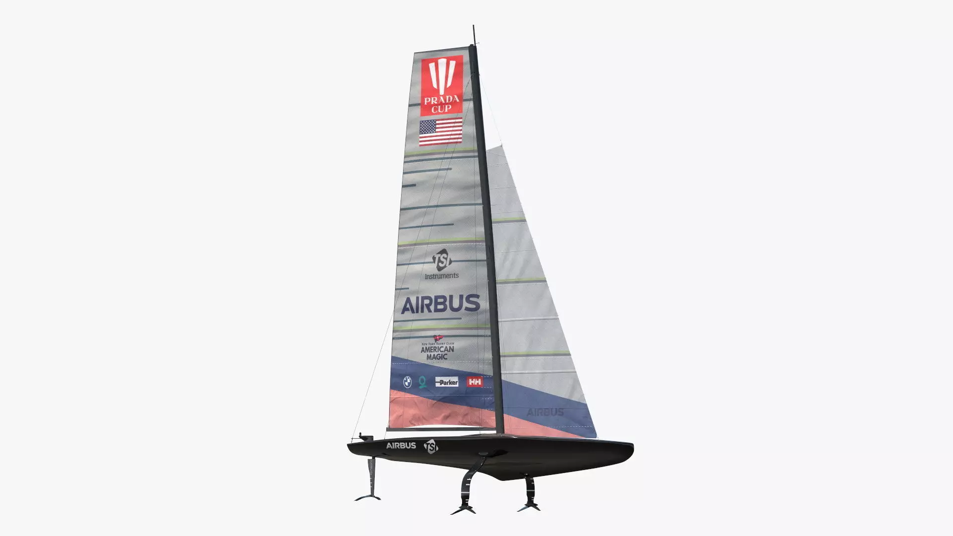 AC75 Hydrofoil Sailboat Airbus Edition 3D model_1