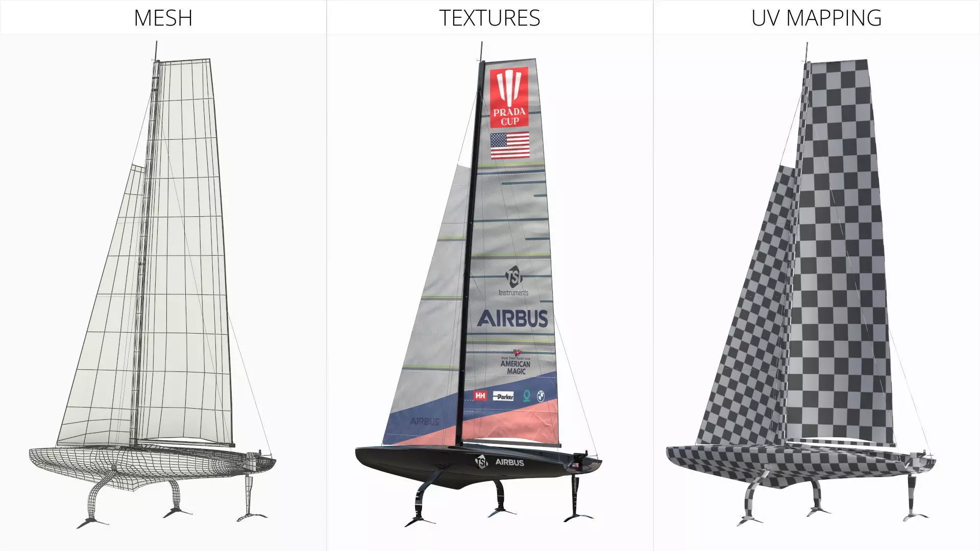 AC75 Hydrofoil Sailboat Airbus Edition 3D model_7