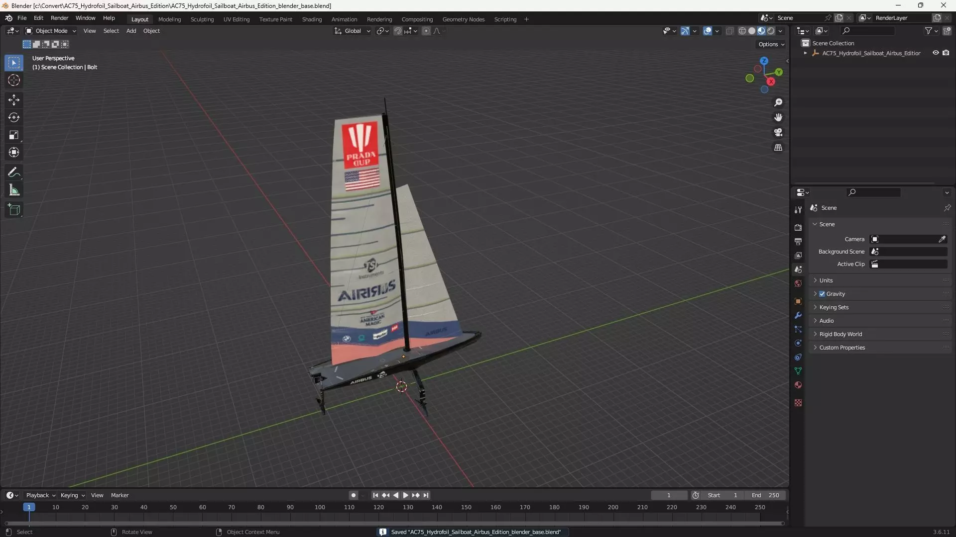 AC75 Hydrofoil Sailboat Airbus Edition 3D model_14