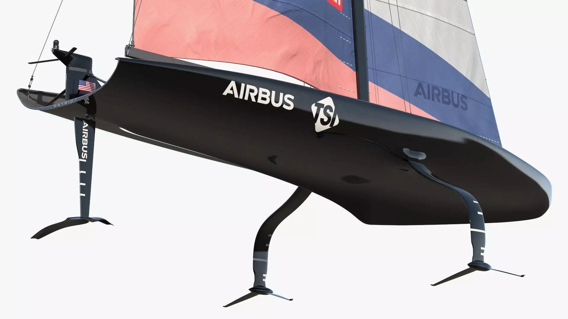 AC75 Hydrofoil Sailboat Airbus Edition 3D model_5